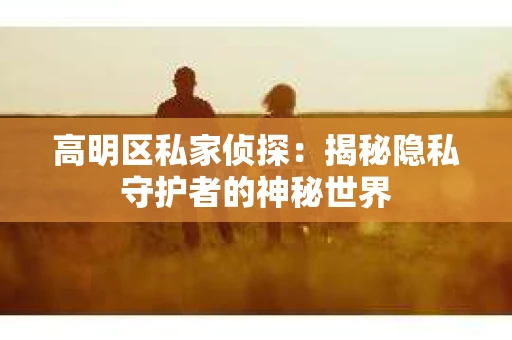高明区私家侦探：揭秘隐私守护者的神秘世界