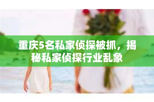 重庆5名私家侦探被抓，揭秘私家侦探行业乱象
